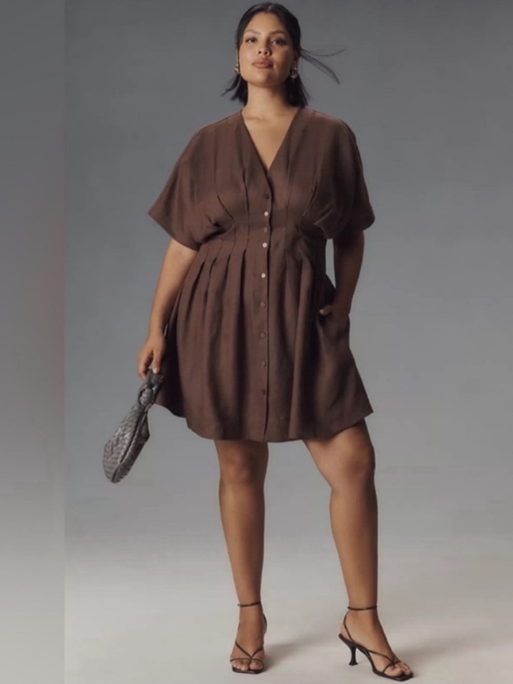 Anthropologie The Tobie Linen Pleated Mini Shirt Dress by Exquise - Picture 7 of 10
